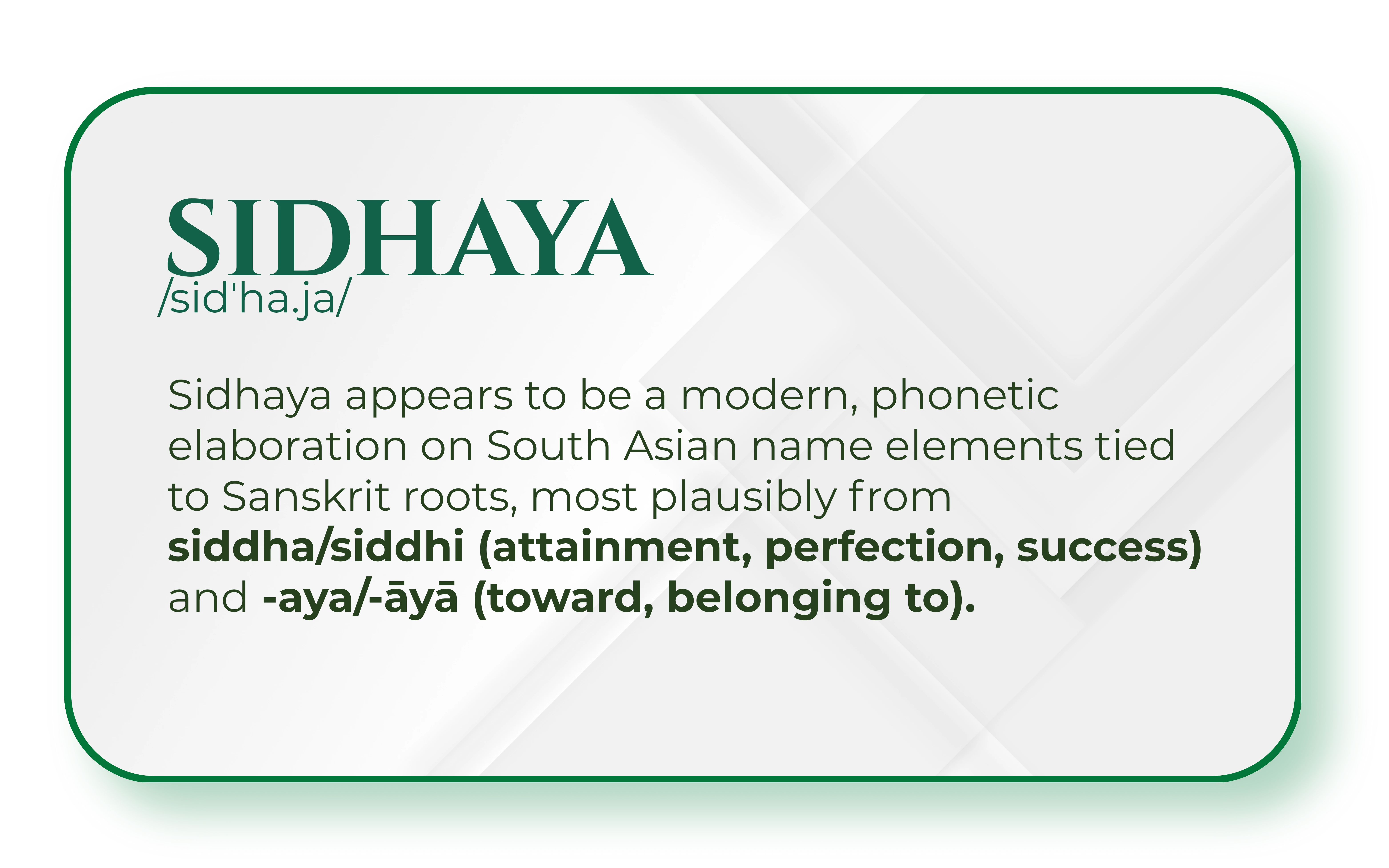 Sidhaya — name and meaning